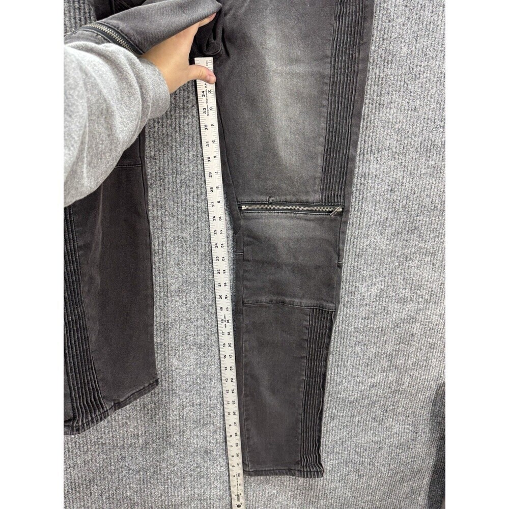 RSQ Moto Jeans Mens 34x32 Black Seattle Skinny Tapered Zipper Accent Stretch NEW - Picture 9 of 12